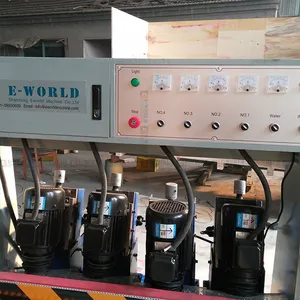 Video Factory Inspection Eworld Multi-Function 4 Motors Straight Line Glass Edging Machine/Multi-Function Glass Edging Grinding Machine with CE Standard