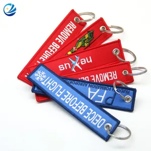Custom Airplane Polyester Letter Key Chain Embroidered Patch