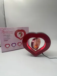 Heart Shape LED Light Magnetic Suspension Floating Photo Frame Display Racks