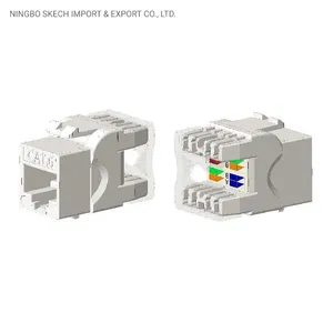 UTP CAT6 Keystone Jack 180 Degree RJ45 Keystone Jack Network Keystone Jack RJ45 Module with Dustproof Cover