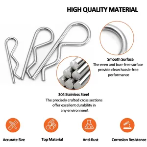 Cotter Pin Assortment Kit, R Clips Heavy Duty Zinc Plated Cotter Pin Spring Fastener Assortment Kit