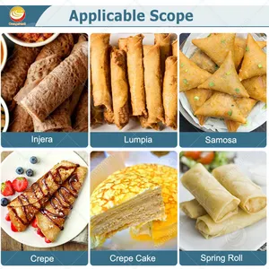 Spring Rolling Skin Crepe Pancake Wrapper Making Forming Production Machine Injera Processing Machine
