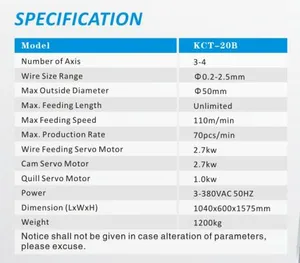 High Speed 4 Axis 2mm CNC Versatile Spring Making Machine&Extension/Torsion Spring Forming Machine KCT-20B