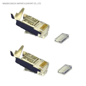 UTP 8p8c RJ45 CAT6A Modular Plug German-Style Squae Hole Shielded Network Connector for Computer Cable