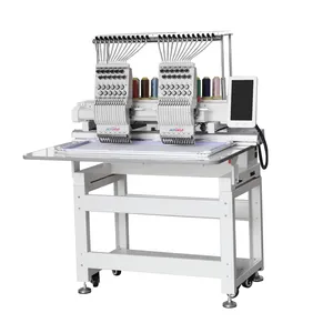 2-Head Computerized Automatic Cap Embroidery Machine PLC Motor Bearing Core Components
