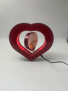 Heart Shape LED Light Magnetic Suspension Floating Photo Frame Display Racks