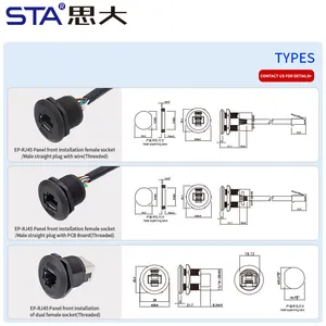 Ep RJ45 Panel Type Double Net Port Female Socket Front Mounted Receptacle
