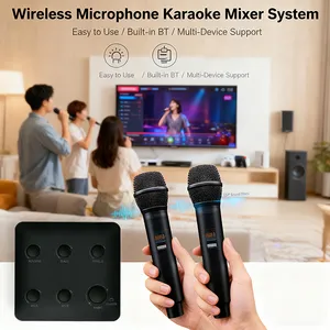 Vocomix Professional Wireless Dynamic Handheld Microphone UHF Dual Channel Karaoke Mixer System