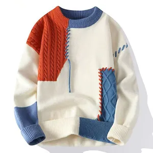 Custom Men's Crew Neck Thick Computer Knitted Pullover