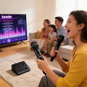 Vocomix Professional Wireless Dynamic Handheld Microphone UHF Dual Channel Karaoke Mixer System