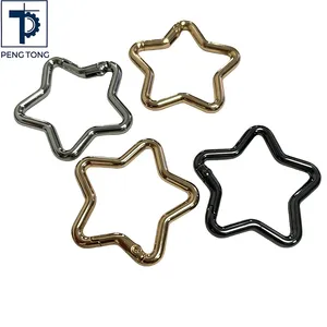 Creative Star Shape Metal Keychain Ring with Spring Lock
