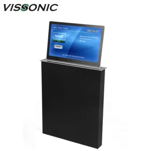Meeting Room System Vertical LCD Hidden Table Monitor Lift Audio Conference System