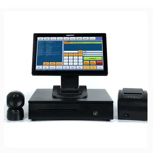 15-Inch Touch Screen All-in-One Restaurant POS Computer Set Folding Stand Cash Register Terminal System