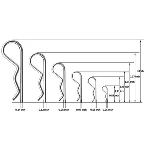 Cotter Pin Assortment Kit, R Clips Heavy Duty Zinc Plated Cotter Pin Spring Fastener Assortment Kit