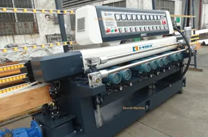 Glass Processing Machine PLC Control System Fast Speed 9 Motor Beveling Glass Edging Machine