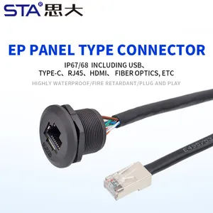 Ep RJ45 Panel Type Double Net Port Female Socket Front Mounted Receptacle