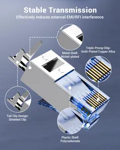 CAT6A RJ45 Plug Shielded Non-Pass Through STP/FTP Network Cable Modular Connector