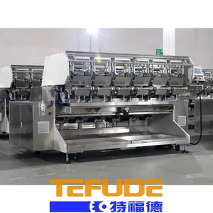 Integrated Food Packing Line with Tray Stacking and Flow Wrapping System