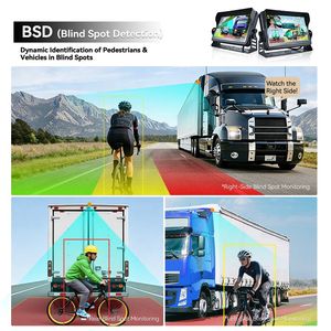 Commercial Vehicle Blind Spot Detection Camera DMS Adas Safety Warning System 10.1" Touch Display Real Time Rear View System