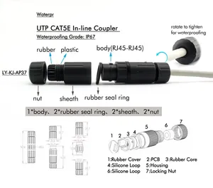 IP67 RJ45 Waterproof inline coupler