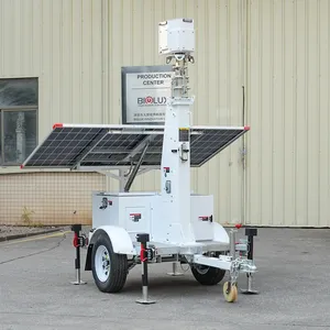 Mobile Solar Monitoring Trailer 4K PTZ Camera Night Vision Security System