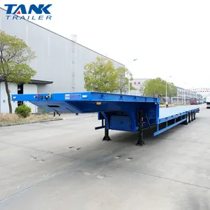 Multi Axle Low Flatbed Semi Trailer with Spring Loading Ramp