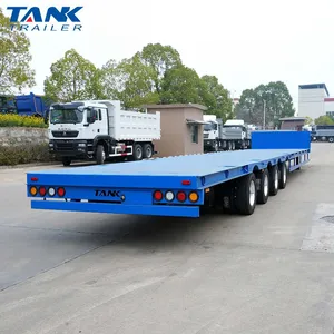 Multi Axle Low Flatbed Semi Trailer with Spring Loading Ramp