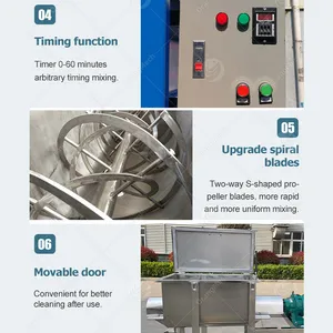 Horizontal Animal Cattle Feed Ribbon Screw Powder Mixer Machine with Spraying