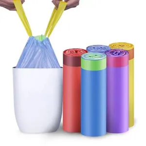 Automatic Plastic HDPE PE Poly Drawstring Draw String Rope-Through Rolling Bag Making Machine for Garbage Bag, Trash Bag