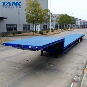Multi Axle Low Flatbed Semi Trailer with Spring Loading Ramp