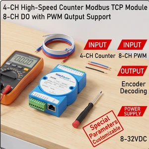 4-Channel Encoder Pulse Counter, 8-Channel Do, Modbus TCP Module Data Acquisition Module