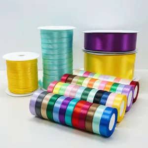Hochwertiges 100% Polyester Einseitiges Doppelseitiges Buntes Polyester Satinband Geschenkverpackungsband für Dekoration DIY Geschenkband Blumenband