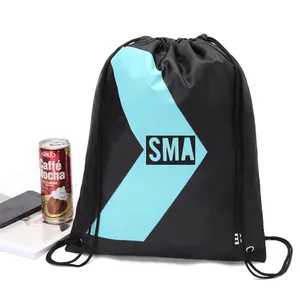 RPET Werbung Individuelles Logo Zugbeutel Rucksack Recyceltes Polyester Gym Zugbeutel Einkaufstasche