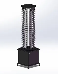 Schwarzer freistehender Metallstahl-Ausstellungsständer für Hardware-Zubehör, Verkaufsregal mit Metallhaken, Ausstellungsständer für Computerzubehör