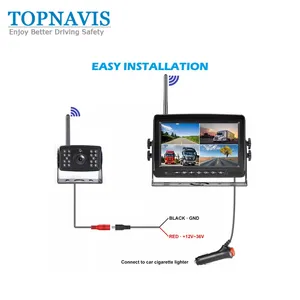 Sistema de câmera sem fio de 7 polegadas para backup / visão traseira / ré com DVR
