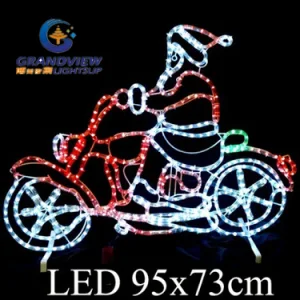 95X73cm Mittelgroßer Santa auf Motorrad LED Motiv Lichterkette