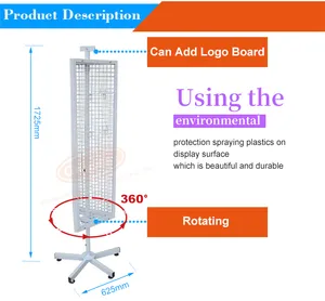 3 Seiten Rotierendes Mesh Display Regal mit Oberem Werbeclip