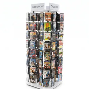 Expositor giratório personalizado de metal com grande capacidade para CDs e DVDs