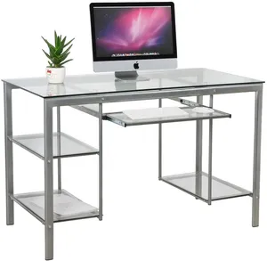 Moderner Design-Glas-Bürotisch, Bürotisch mit Schreibtisch, Computertisch