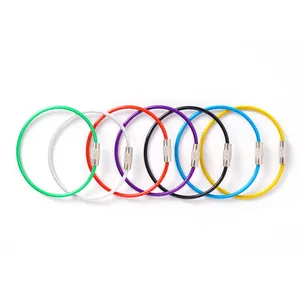 Cabo de Aço Inoxidável Revestido em PVC Multicolorido com Anel de Fecho Rosqueado