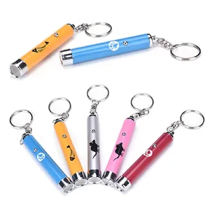 Werbegeschenk Individuelle Metall LED Projektor Taschenlampe Mini Taschenlampe LED Projektor Logo Schlüsselanhänger