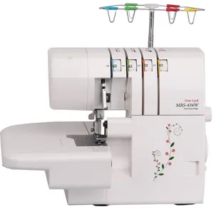 Mrs434W Multifunktionale Haushalts-Nähmaschine mit vier Fäden, drei Fäden und Doppel-Nadel für Taschenverschluss