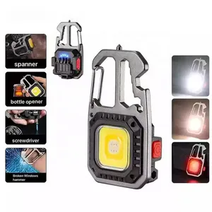 Wiederaufladbare Multifunktions tragbare Mini Schlüsselanhänger Taschenlampe multifunktionale Notfall LED Taschenlampe für Camping und Wandern